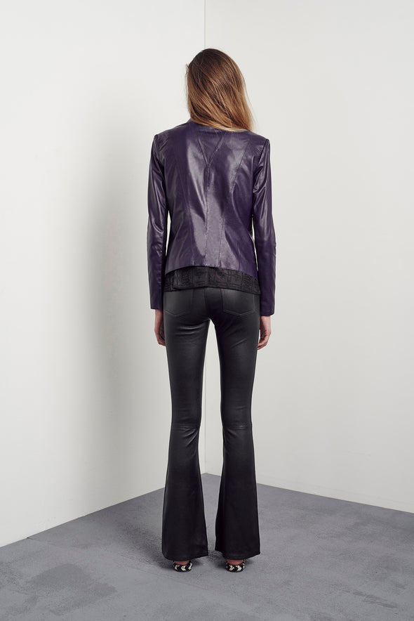 Isabella on Columbus Drape Jacket in Twilight Purple Leather - SAMPLE