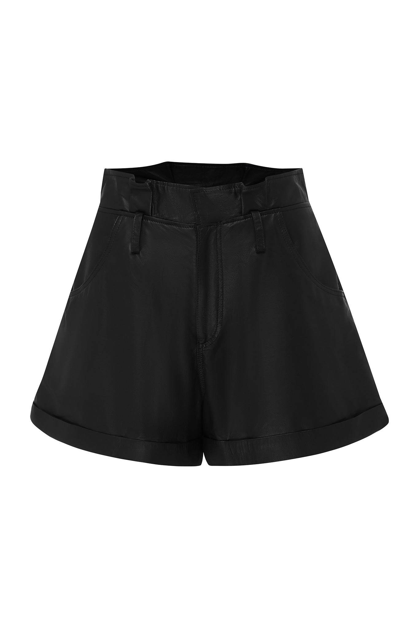 Sullivan Paperbag Short Summer Black Leather