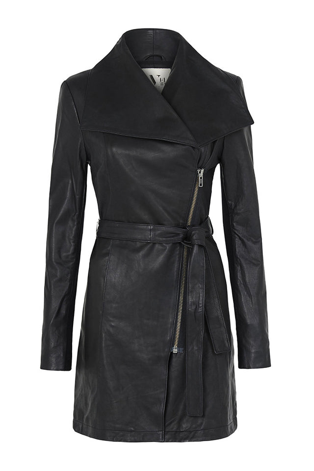 The Washington Street Drape Womens Lambskin Leather Jacket by West14th ...
