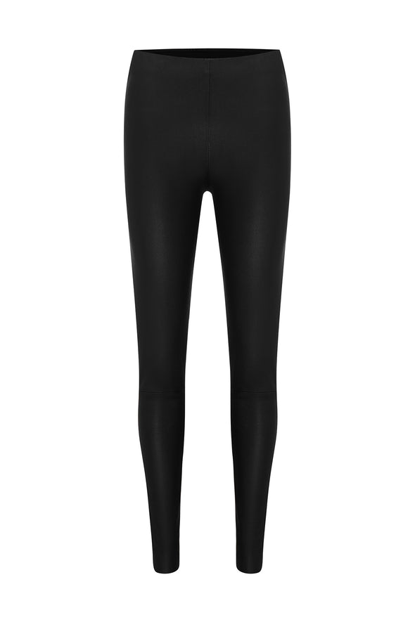West Broadway High Rise Leather Leggings Black Stretch Leather