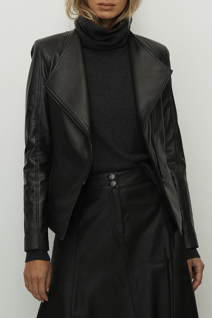 Elizabeth Jacket Vegetable Tanned Black Leather