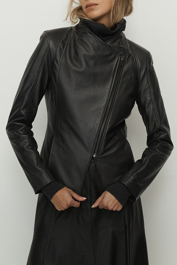Elizabeth Jacket Vegetable Tanned Black Leather