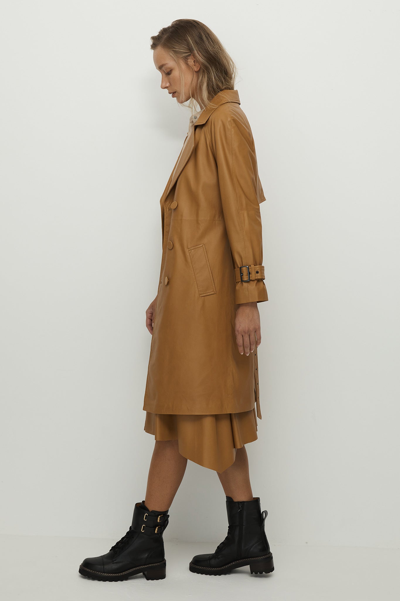 Soho Slouch Leather Trench Toasty Caramel Leather