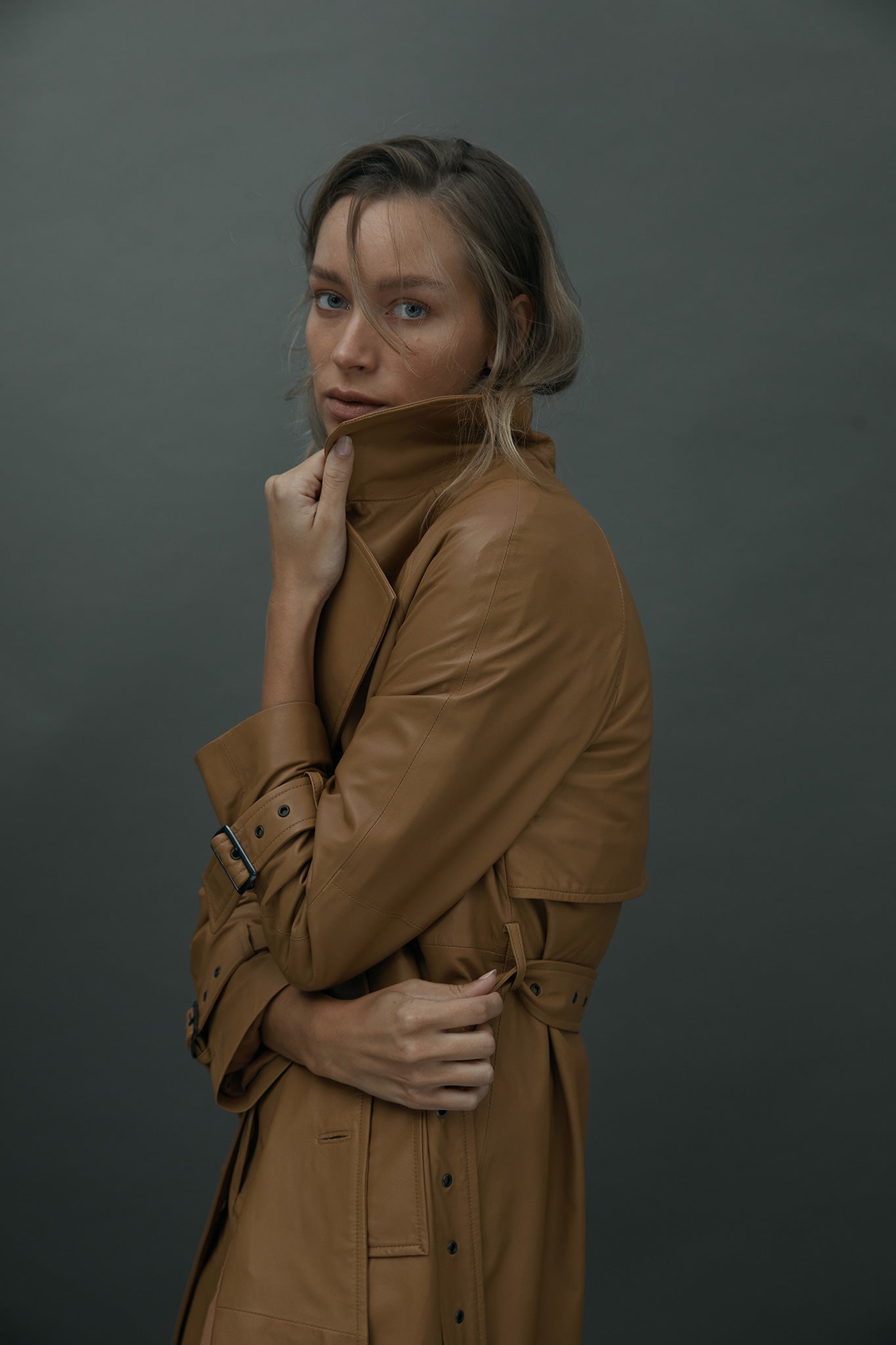 Soho Slouch Leather Trench Toasty Caramel Leather