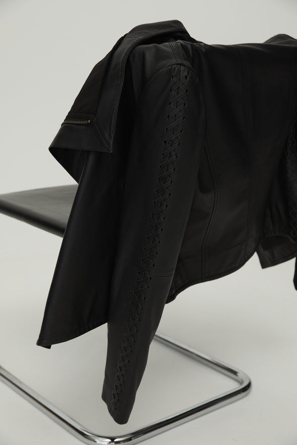 The Paddington Drape Jacket Black Leather