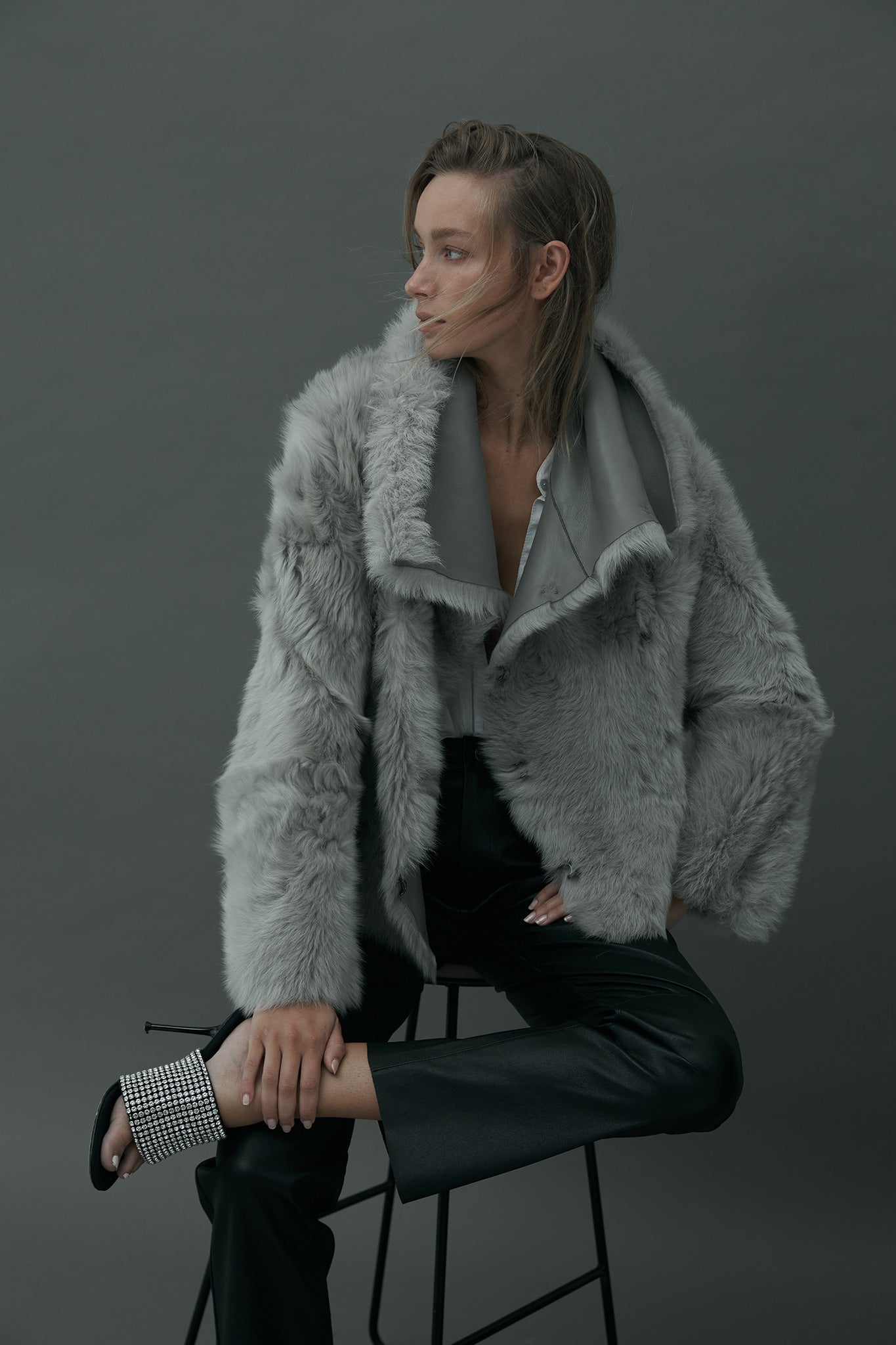 Sutton Place Shearling Coat Moonlight Grey Shearling