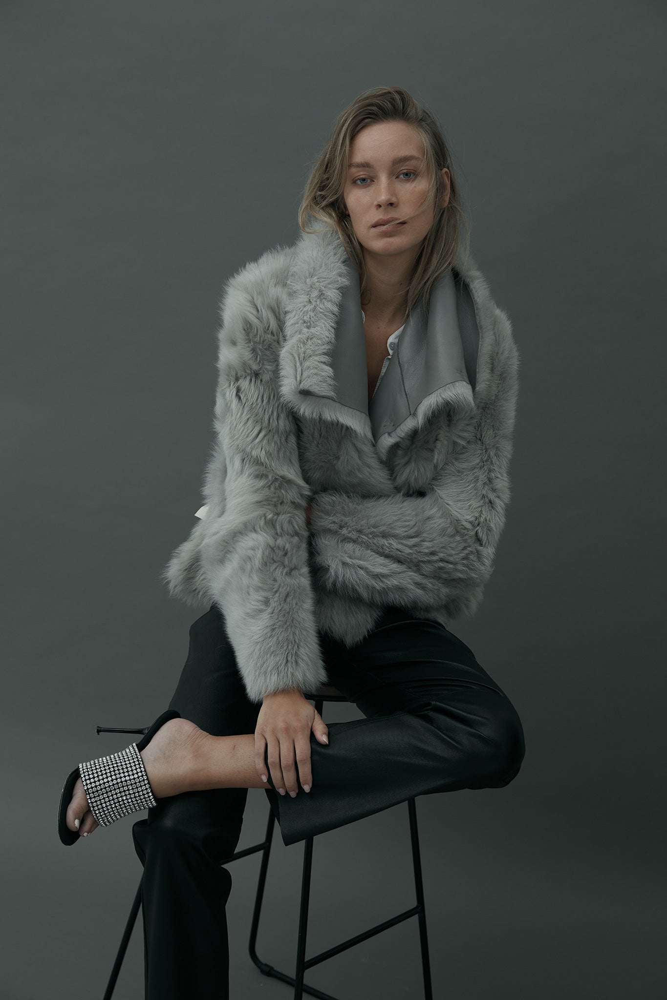 Sutton Place Shearling Coat Moonlight Grey Shearling