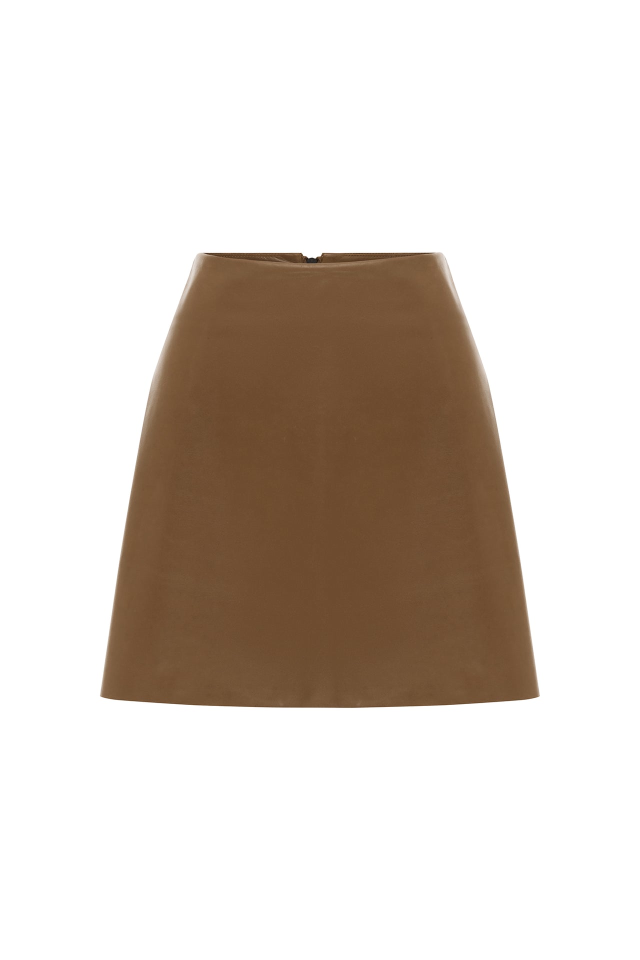 Rockefeller A-line Leather Skirt Pecan Brown Leather
