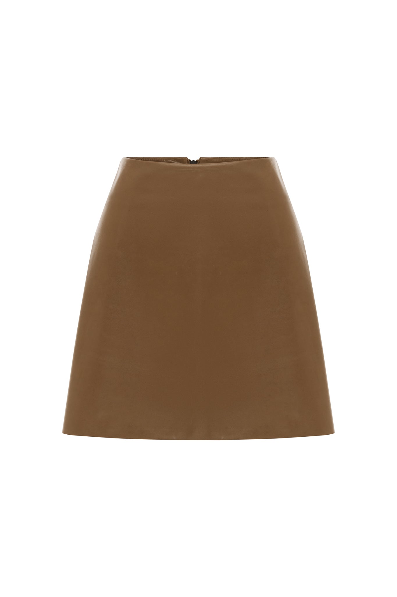 Rockefeller A-line Leather Skirt Pecan Brown Leather