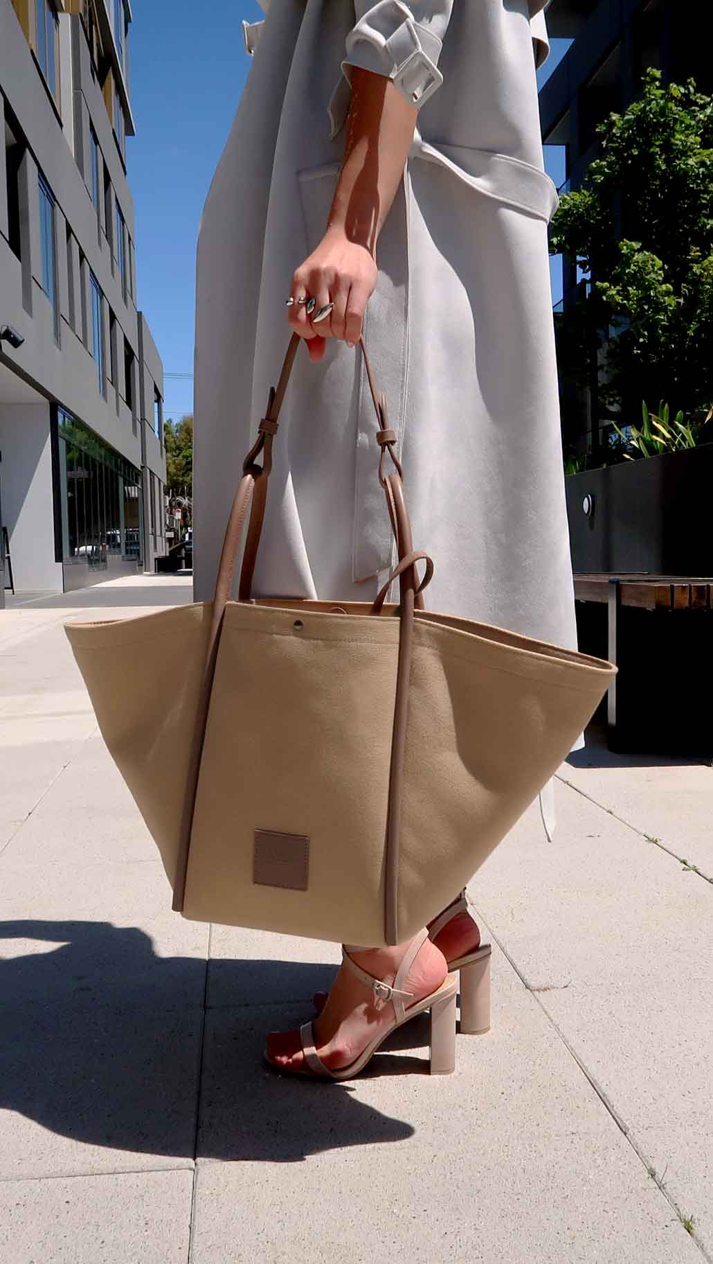 Fifth Avenue Tote Shoulder Bag Camel Canvas & Leather