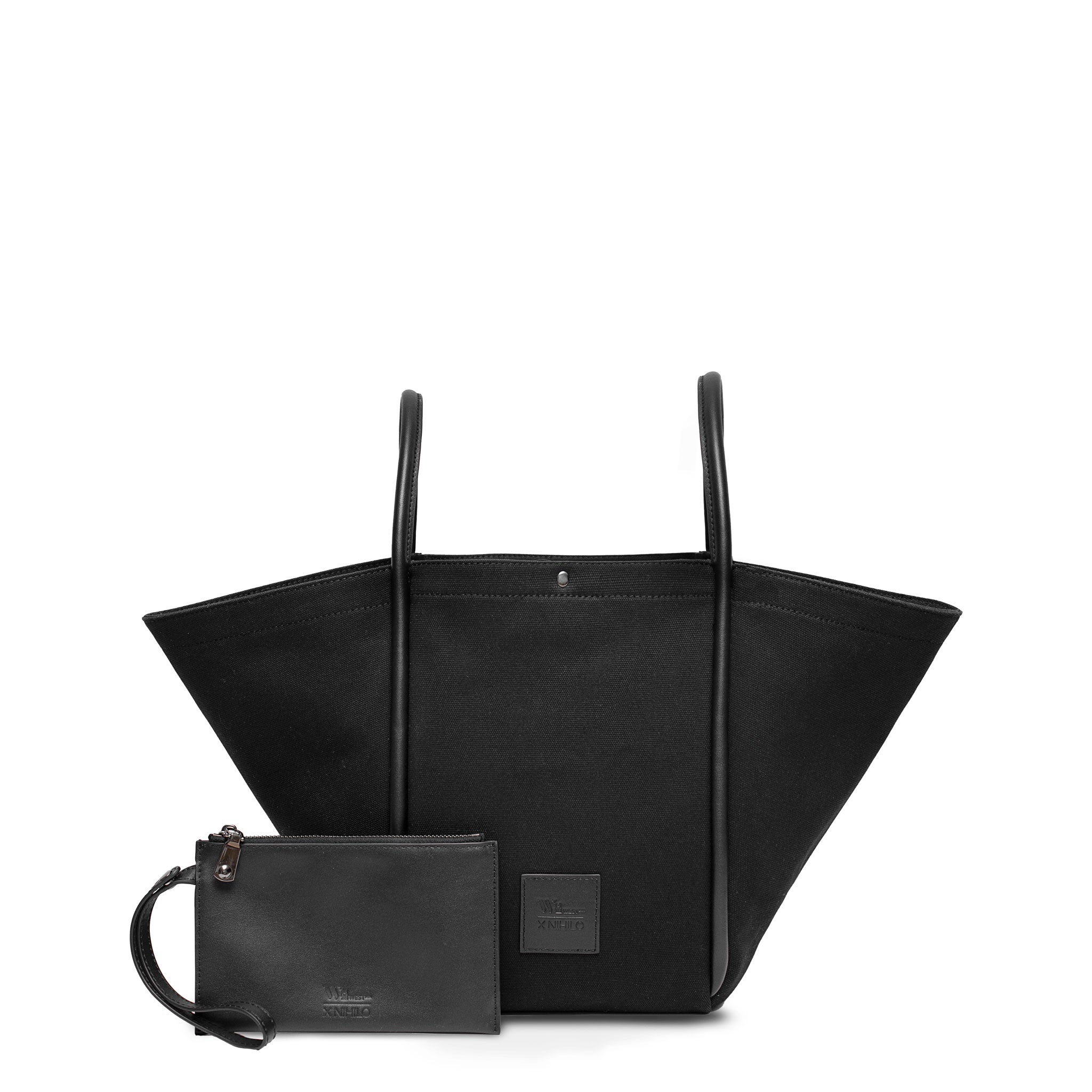 Fifth Avenue Tote Shoulder Bag Black Canvas & Leather