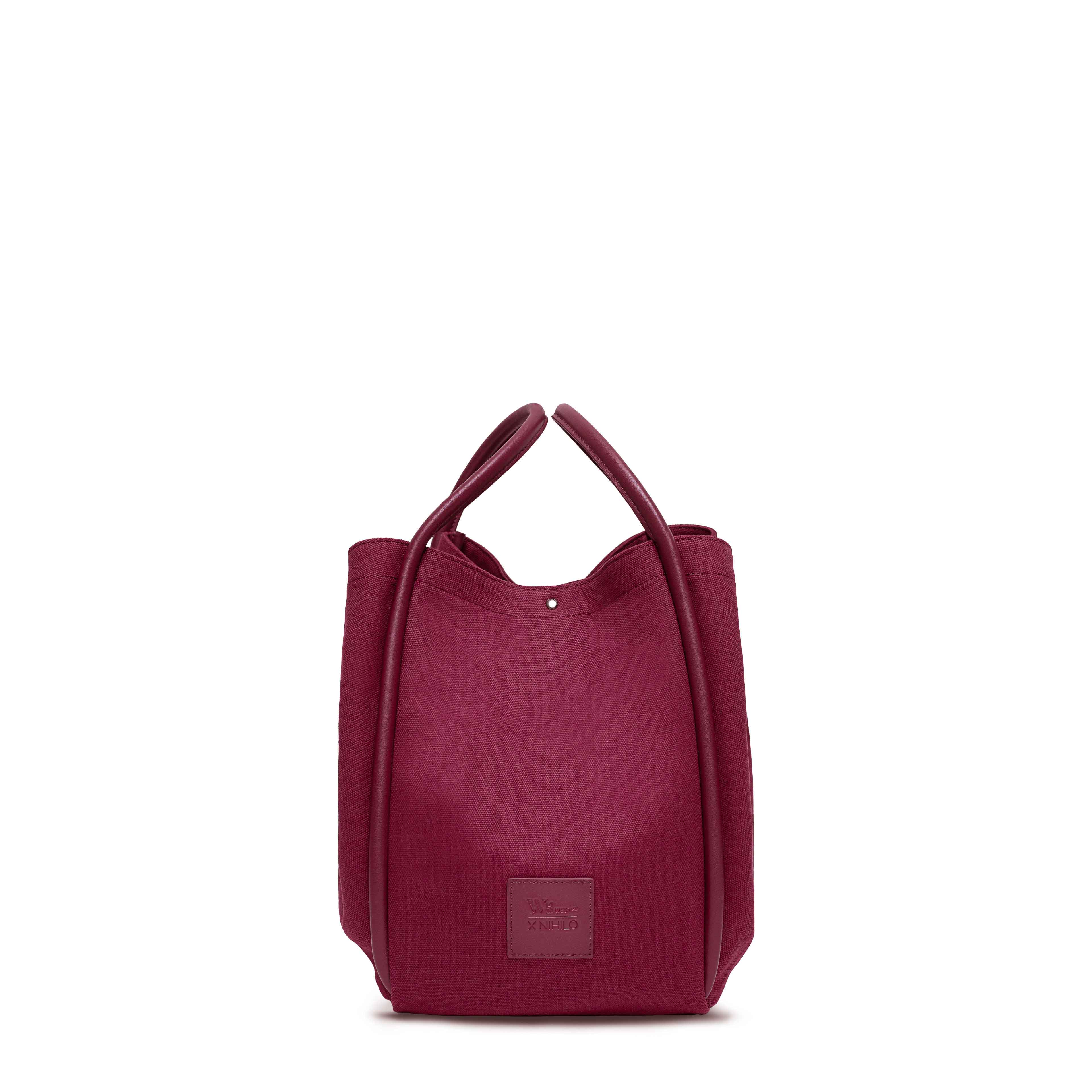 Fifth Avenue Tote Shoulder Bag Burgundy Canvas & Leather