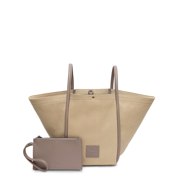 Fifth Avenue Tote Shoulder Bag Camel Canvas & Leather