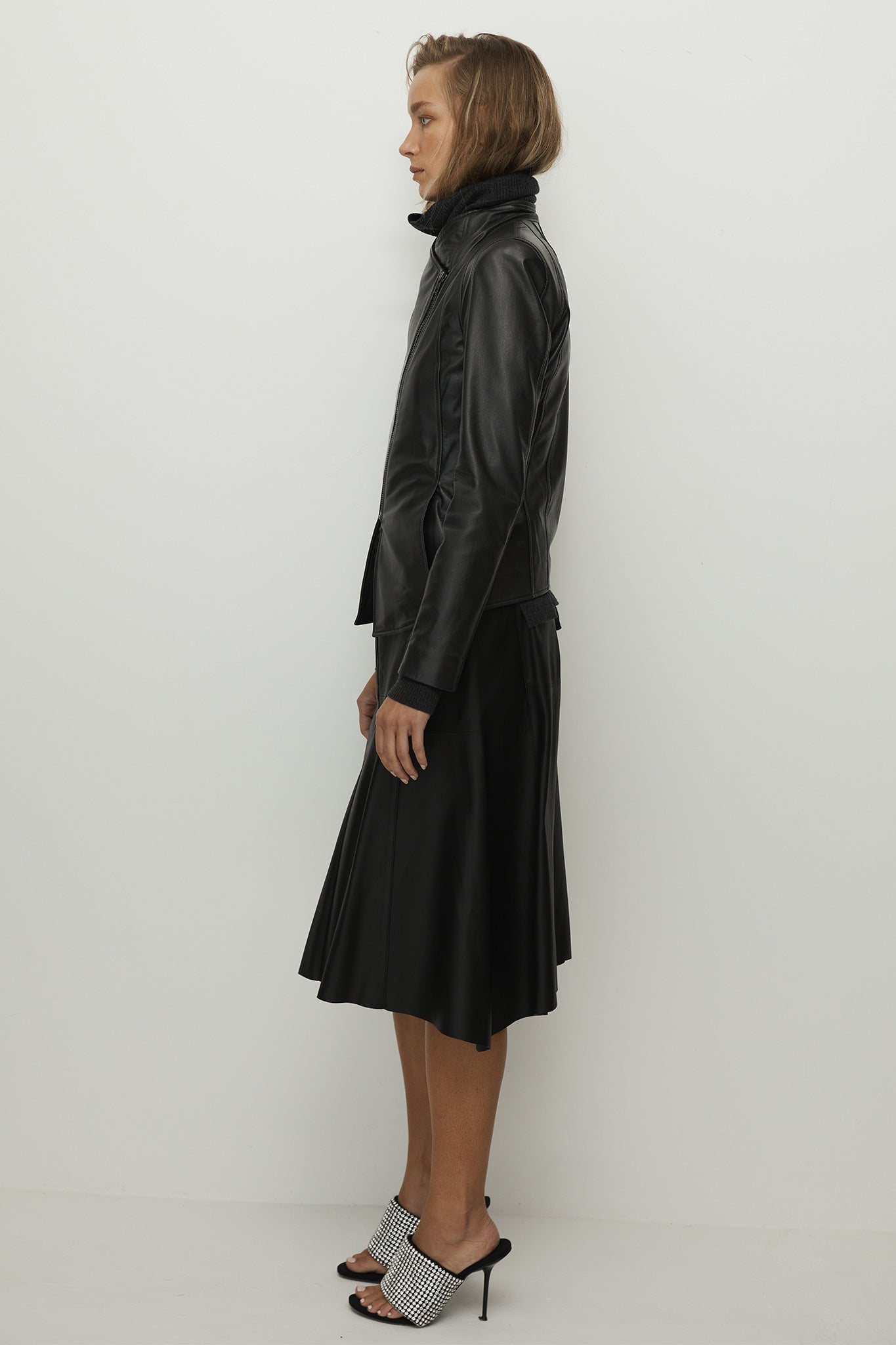 Hudson High-Rise Skirt Black Leather