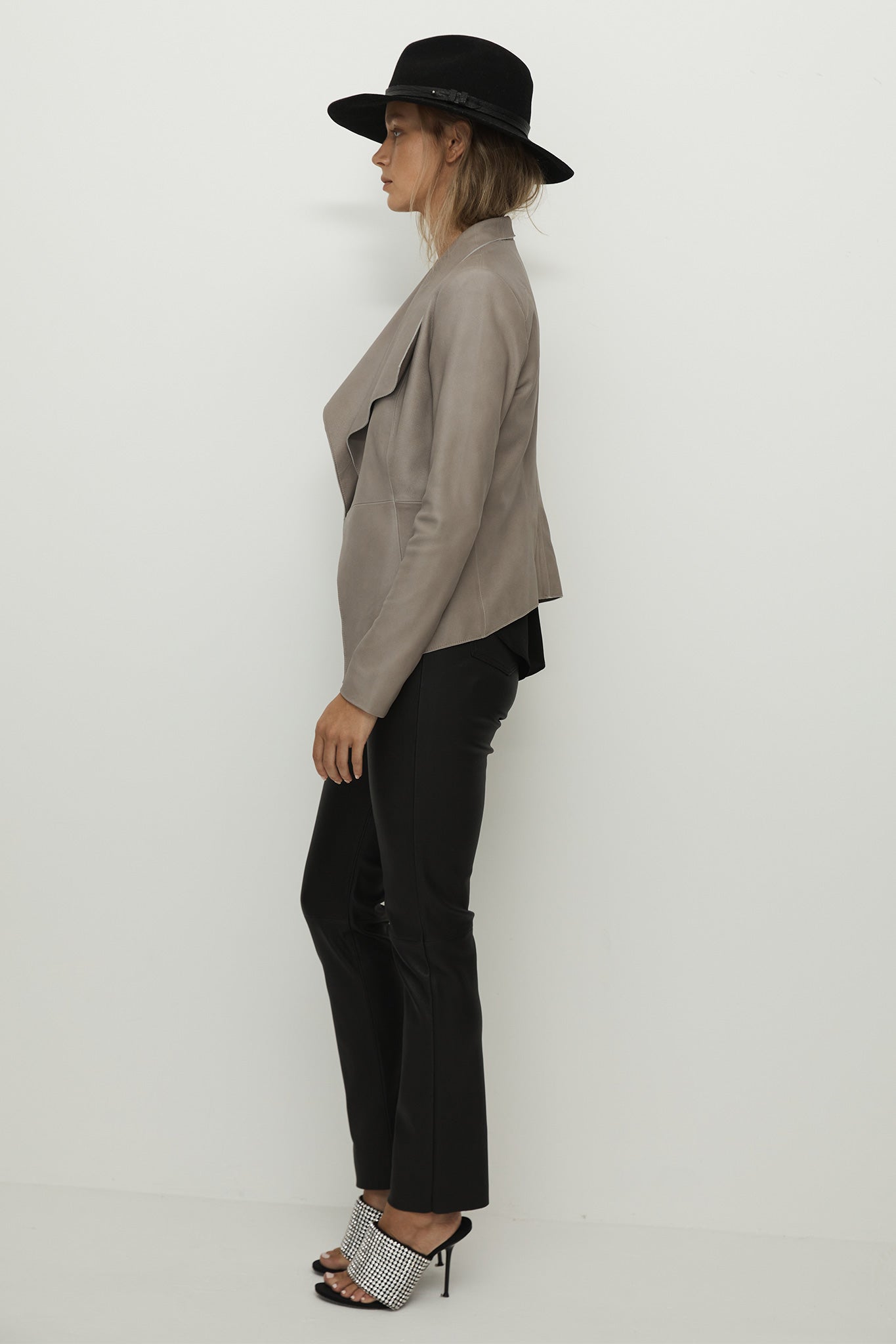 Isabella Drape Jacket Moonlight Grey Leather