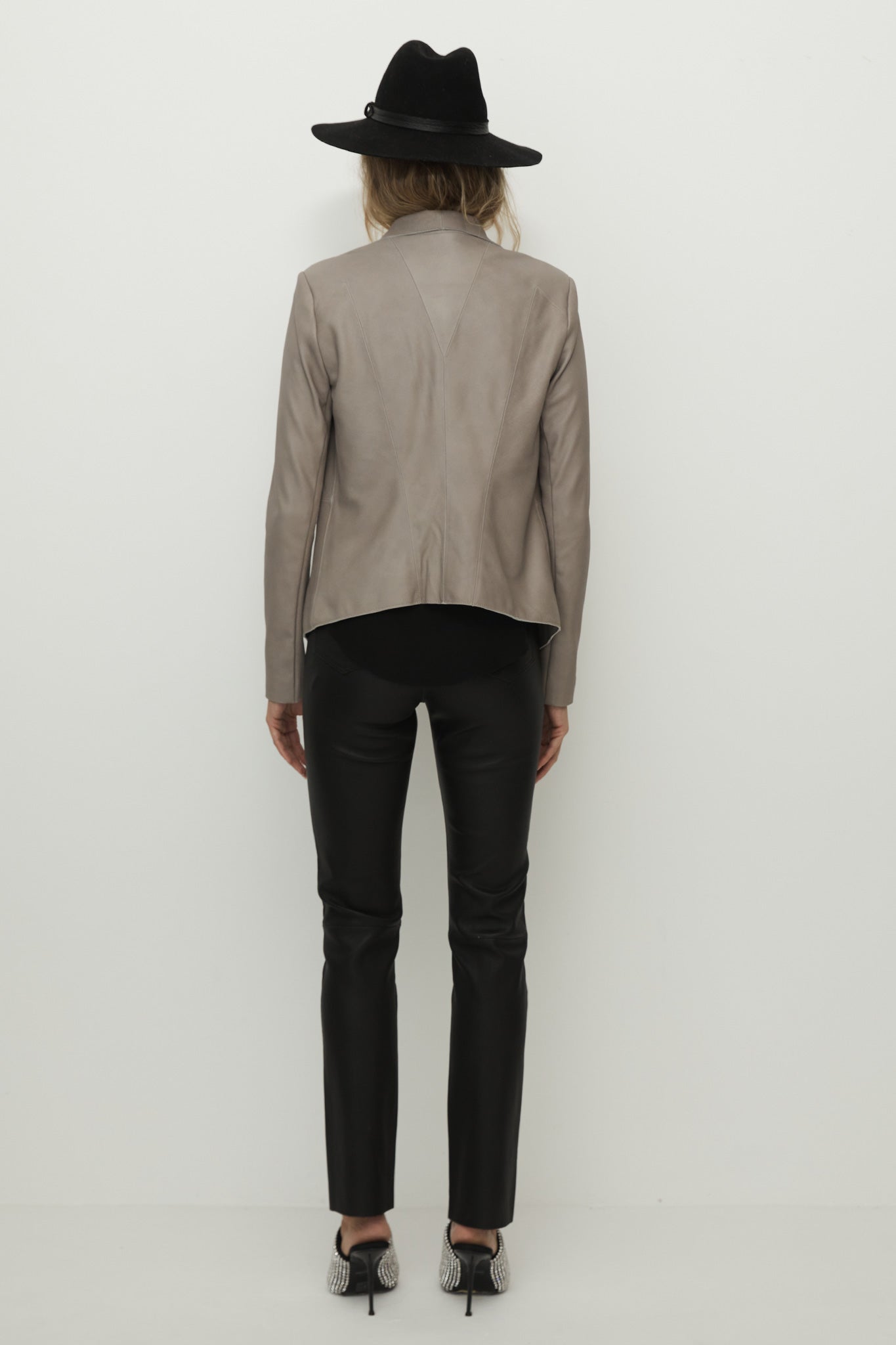 Isabella Drape Jacket Moonlight Grey Leather