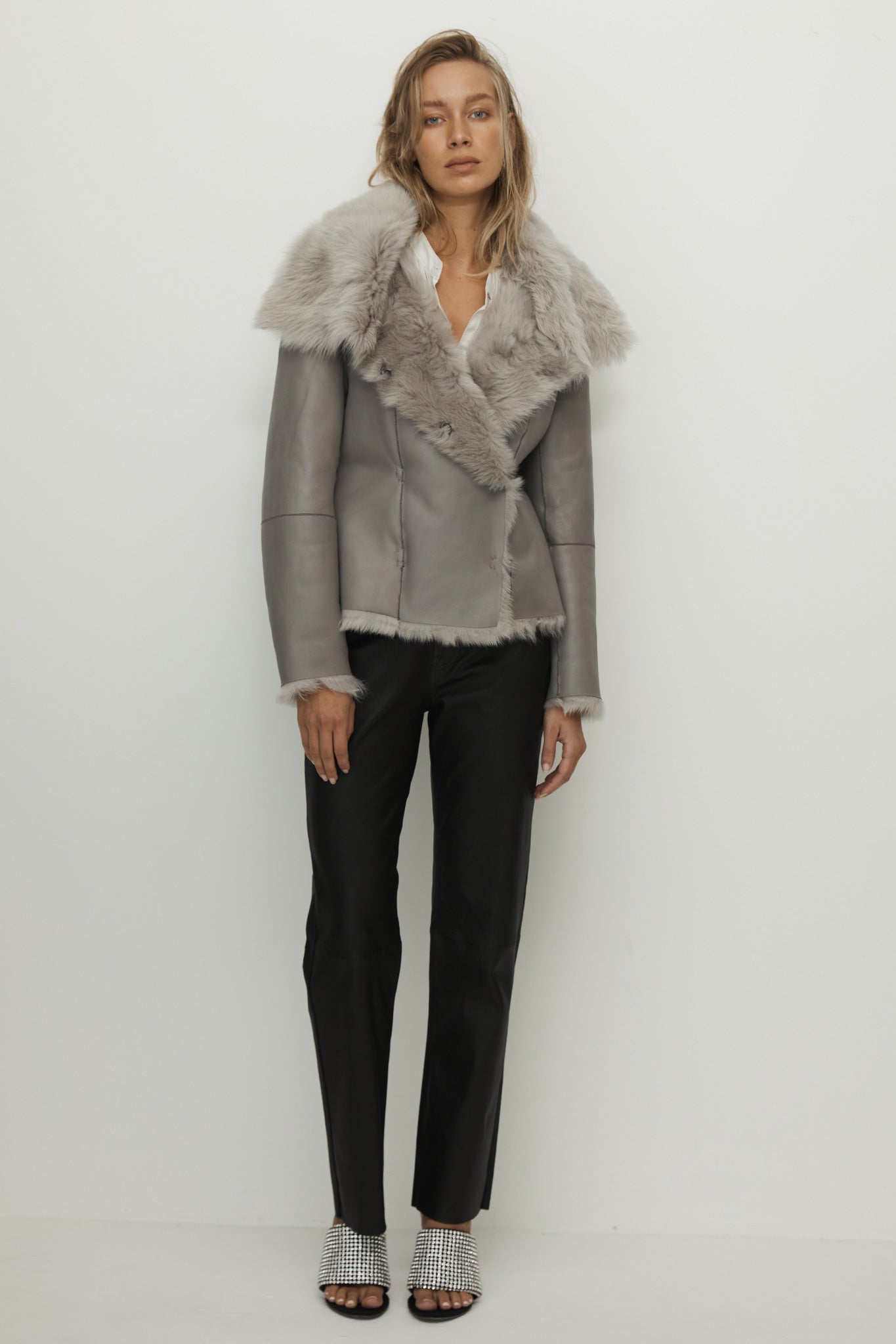 Sutton Place Shearling Coat Moonlight Grey Shearling