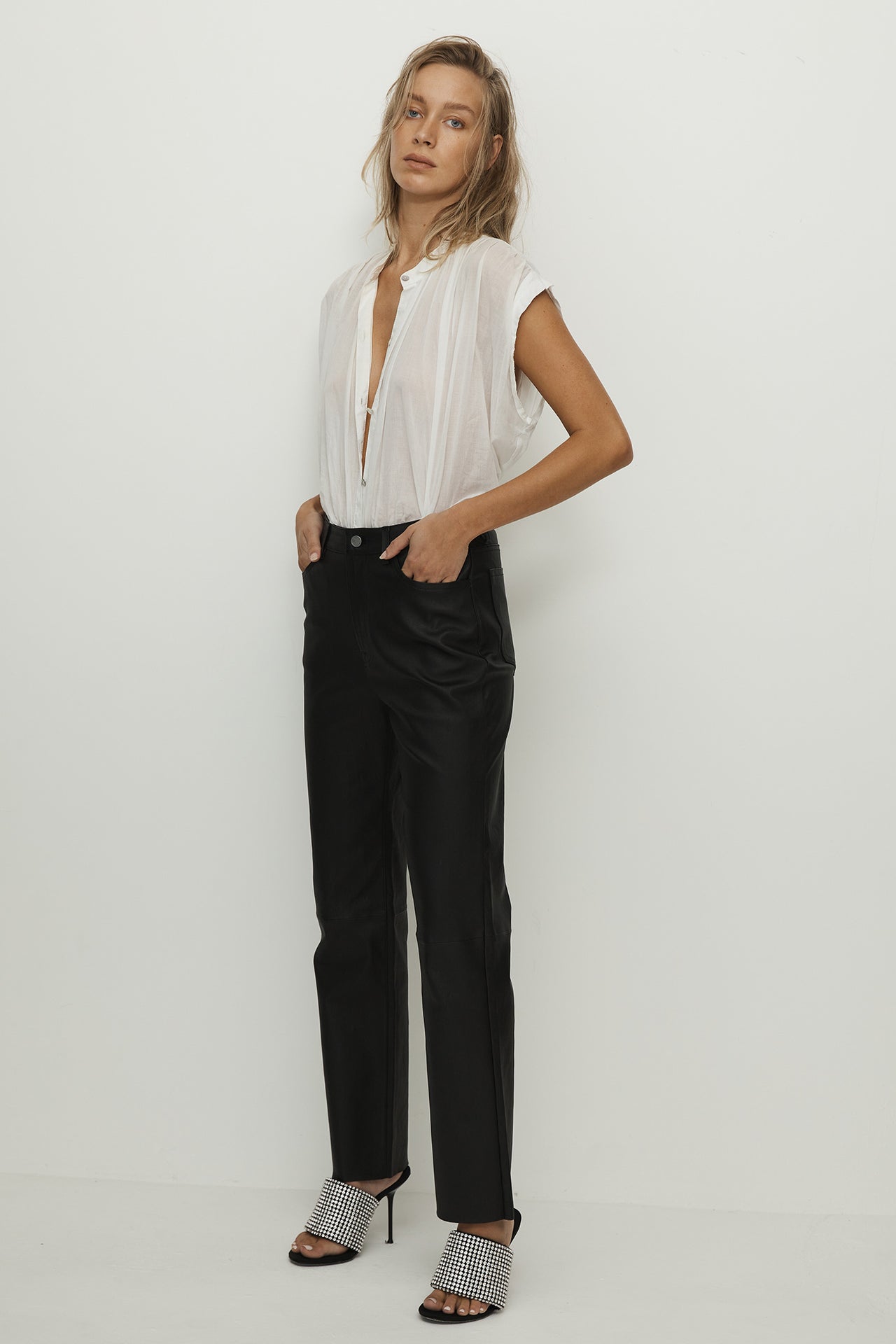 Gold Mist Stretch Leather Pant with Skinny Leg – West Coast Leather