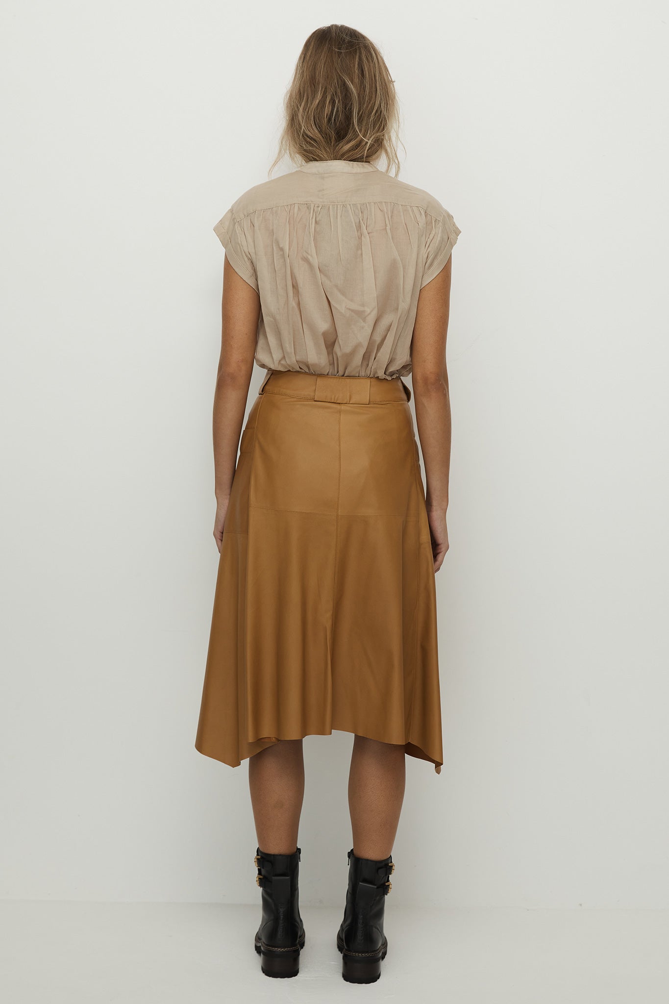 Hudson High-Rise Skirt Toasty Caramel Leather