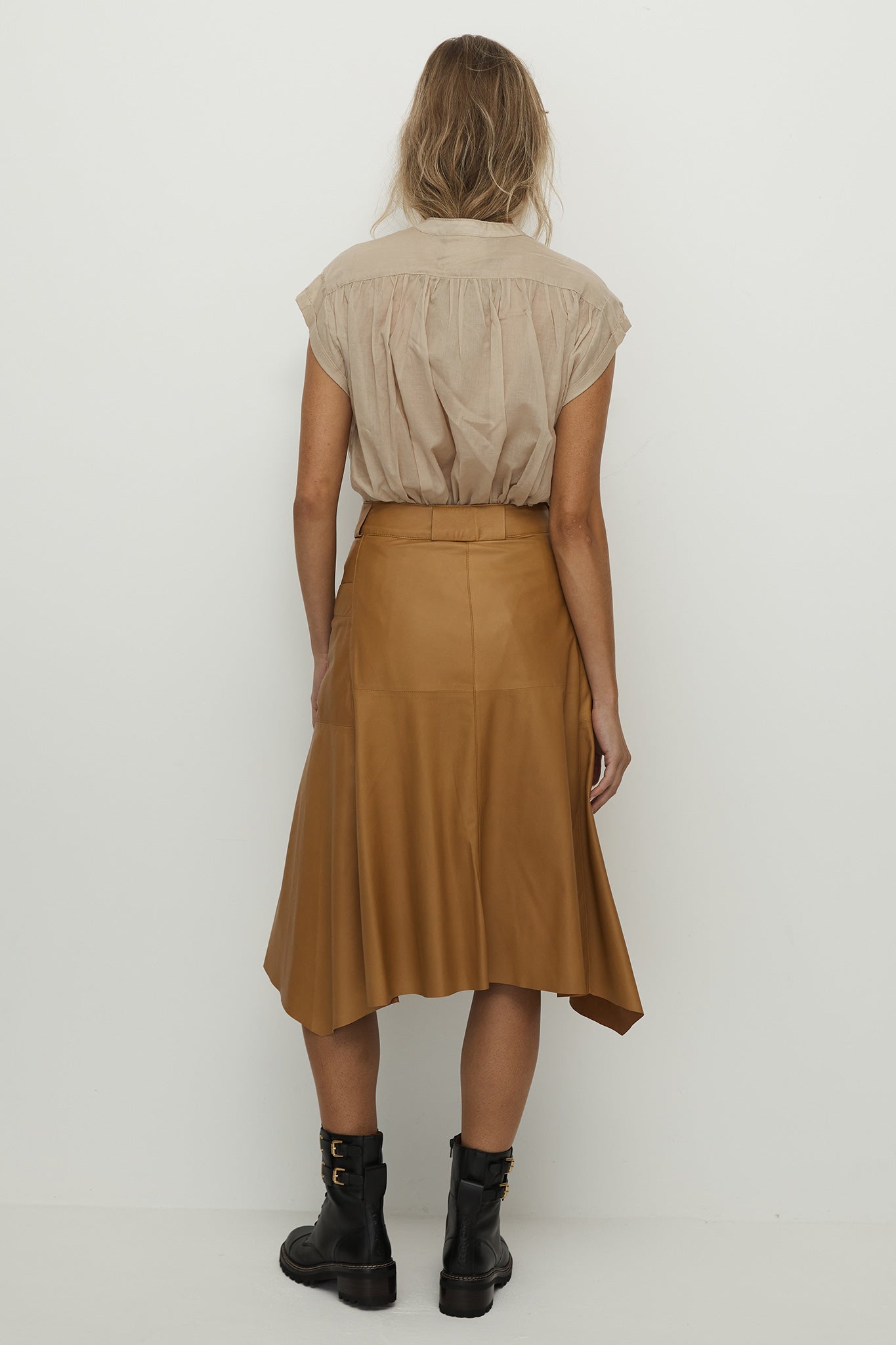 Hudson pleated 2025 leather skirt