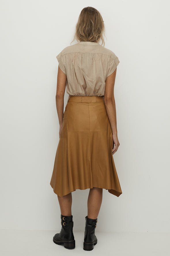 Hudson High-Rise Skirt Toasty Caramel Leather