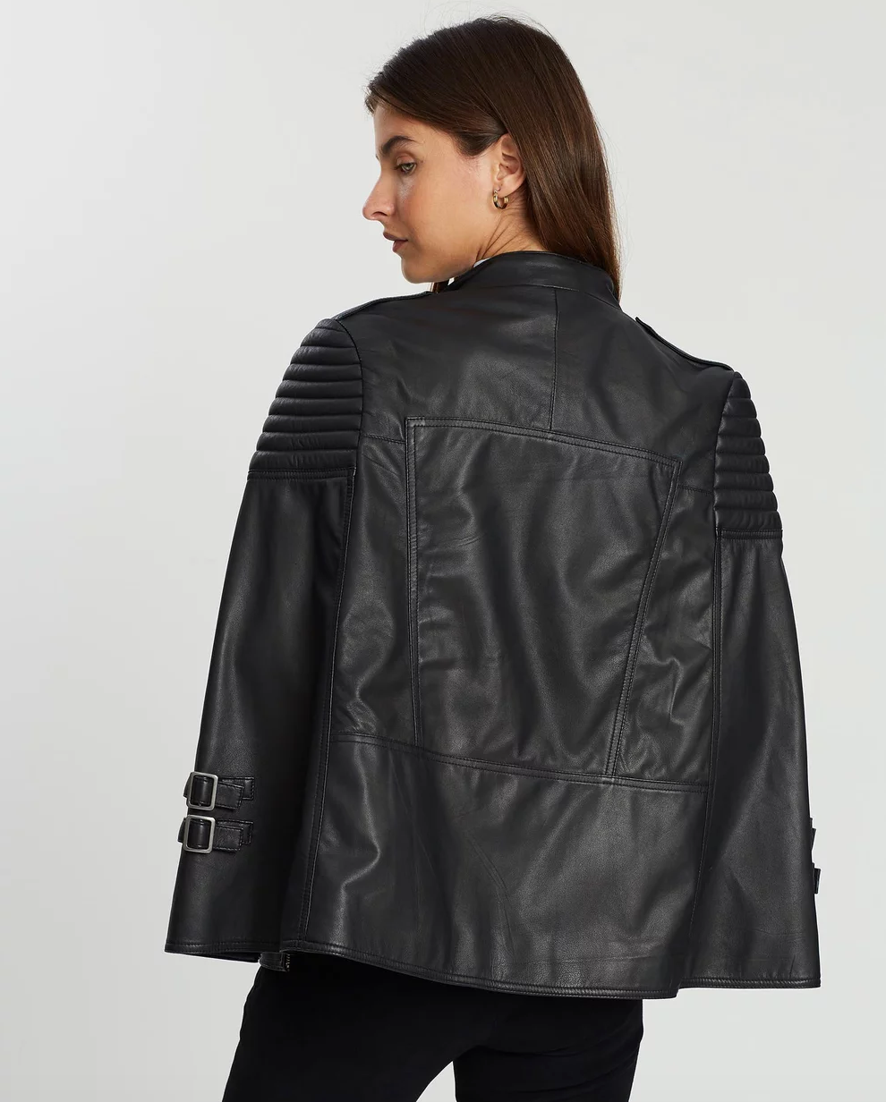 Crosby Cape Black Leather