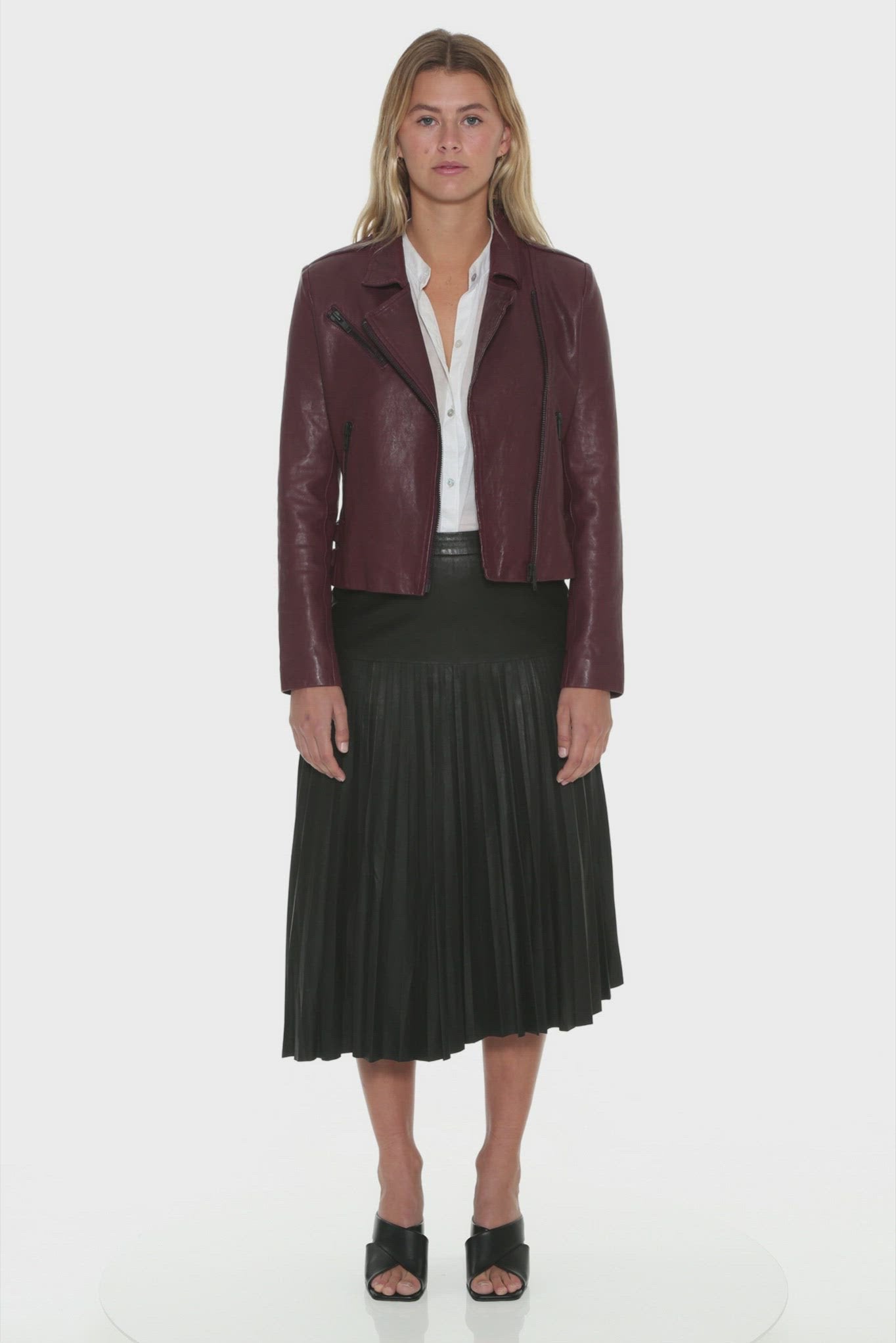 Burgundy leather skirt outlet canada